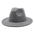Detailed close-up showing the fine texture and crown shape of the grey wool felt fedora - M (56-58cm) / Medium Grey