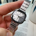 Elegant square silver quartz watch with a minimalist metal strap for women - Silver Strap White Dial (20780)