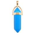 Sky blue hexagonal crystal pillar pendant necklace with polished gold metal clasp - Gold O-Chain / Blue Jade