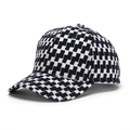 Detail of classic black and white houndstooth pattern on a 6-panel baseball cap fabric - One Size (56-60cm) / White