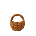 Quilted cloud handbag in caramel brown with puffer design and soft padded top handle - 20*14*6 / Brown