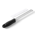 Handheld stainless steel grater for cheese and lemon with black handle and cover - Bag Packaging / Black