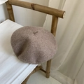 Classic wool beret in taupe brown with warm felt texture for women's autumn style - M(56-58cm) / Mocha