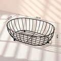 Modern black iron oval fruit basket with 25cm length for Nordic style home kitchen decor - Small / Black