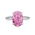 S925 sterling silver ring featuring a large oval pink gemstone in a classic four-prong setting - US 5 / Pink