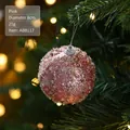 Pallina di Natale rosa con glitter e perline, diametro 8cm per decoro dell'albero - Palla a Strisce Rosa / Diametro 8cm