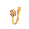 Golden non-piercing U-shaped nose ring clip featuring a sparkling flower zircon design - Flower Style (G-183) / Gold