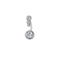 Piercing per ombelico in acciaio inox argento con zirconi trasparenti a goccia - XY-6 Triplo Zircone a Goccia