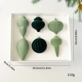 Set di 6 ornamenti natalizi in velluto floccato verde in varie forme con scatola - Palline di Velluto - Serie Verde Natale