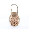 Lanterna in bambù fatta a mano con trama in legno naturale e manico in corda di juta - Lanterna Artistica Tipo G / 20*25cm