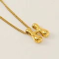 Golden balloon bubble letter H pendant necklace with polished liquid metal finish - Letter H