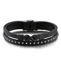 Pulsera multicapa para hombre de cuero negro y caucho con dije de infinito - 19cm / Negro (KB147370-KLHQ)