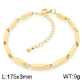 Gold titanium steel link bracelet with geometric rectangular links and lobster clasp - Gold Bracelet (KB190882-Z) / 17.5cmx0.3cm
