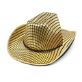 Cappello da cowboy dorato metallizzato con trama a scacchiera nera e laccio decorativo - M (56-58cm) / Oro