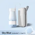 Sky blue ultra-light portable flat umbrella with matching capsule hard storage case - Gradient Blue + Capsule Box