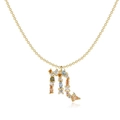 Collier en argent S925 plaqué or avec un pendentif Scorpion en zircons de couleur. - Scorpion