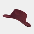 Classic burgundy wool felt fedora hat with wide brim and teardrop crown for autumn fashion - M / Burgundy