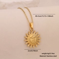 Golden sun face pendant necklace in stainless steel with detailed dimensions and weight - 6# Gold Disc Sun Face (2cm)