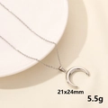 Silberne Mondsichel-Halskette aus Edelstahl mit Stern-Anhänger 21x24mm 5,5g Gewicht - Halbmond / Silber