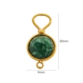Connettore in pietra naturale verde sfaccettata 20x9mm con cornice in acciaio dorato 14K - Giada Africana