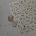 Golden embossed Halloween nail stickers featuring pumpkins, bats, and ghosts patterns - Gold Embossed Halloween Elements (CO-448)