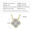 Golden S925 silver clover necklace with D-color moissanite stones and 45cm chain - Lucky Clover Necklace [Yellow Gold]