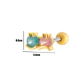 Detail of flower stud earring with pink and blue stones measuring 0.4cm by 0.6cm - 3# Gold