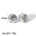 Onregelmatige zilveren bolvormige oorbellen in vloeibare metaalstijl, 25mm hoog - Zilveren Stijl (TE6750-S)