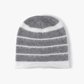 Gorro de punto a rayas grises y blancas en mezcla de mohair suave para invierno - Gris (24B105)