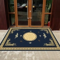 Navy blue Chinese style door mat with golden cloud and Shou longevity patterns - New Chinese Style Entryway - Model 003 / 50*80cm