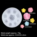 Molde redondo de silicona con nueve formas de rosas para fondant y arte de resina - Transparente