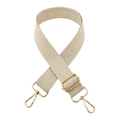 Detail of beige jacquard wide bag strap with gold metal hooks and geometric patterns - Off White