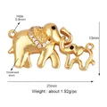 Gold plated copper elephant charm with white cubic zirconia inlay for DIY jewelry - Gold Plated Mother and Baby Elephant with Zirconia