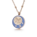 Collana segno Gemelli in oro rosa con smalto azzurro e catena a palline - Gemelli (KN196863-K)