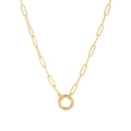 Collar de cadena de clip dorado minimalista con un cierre de resorte redondo central - Collar Ajustable con Anillo de Resorte Minimalista (No. 4)