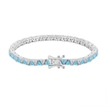 Silver triangle bracelet featuring alternating blue and white zircon stones in tennis style - 3mm Triangle Platinum 16.5cm Approx. 11.59g