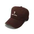 Detail of white 3D embroidery with 7 and Mount Green on a dark brown cotton baseball cap - M (56-58cm) / Coffee