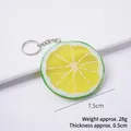 Realistic yellow lemon slice PVC keychain with green rind and silver metal ring - 7.5cm Large Green Lime Slice - Keychain