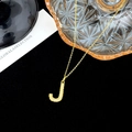 S925 sterling silver letter J necklace with gold lava texture and sparkling cubic zirconia - Letter J