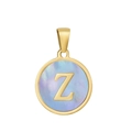 Collier classique en acier titane plaqué or 18k avec pendentif lettre Z - Z-Coquille Bleue
