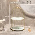 Golden birdcage lipstick and perfume organizer shelf with 36cm height for desk - Double Layer / Platinum