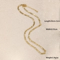Gold-plated Figaro chain necklace with lobster clasp and adjustable length extension - Thick Copper Link Chain