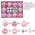 Rosa und silbernes 6cm Weihnachtsball-Set mit strukturierter Glitzer- und Mattoberfläche - Rosa
