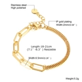Goldenes Edelstahl-Gliederarmband mit rechteckigen Gliedern und Hochglanzpolitur - BR-959 (Spleißen Kombinationskette)