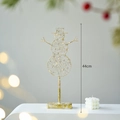 Gouden kerstdecoratie sneeuwpop van metaaldraad met glitterkralen en stabiele voet, 44 cm - 44cm / Sneeuwpop