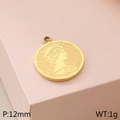 12mm golden stainless steel coin pendant featuring Elizabeth II portrait engraving - 12mm Elizabeth 1982 (KLJ6798-Z)