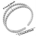 Detail shot of a double-layered bubble ring in stainless steel with size measurements - Adjustable Open / Silver