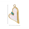 Irregular gold-rimmed heart pendant with white mother-of-pearl and blue zircon stones - Mother of Pearl with Blue Stones Heart-AP41825D5A0