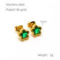 Pendientes de estrella en acero inoxidable bañado en oro 18K con circón verde - Zircón Verde