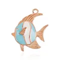 Blau-weißer Fisch-Anhänger aus Emaille mit Roségold-Legierung für DIY-Schmuckherstellung - Tropischer Fisch / Seeblau